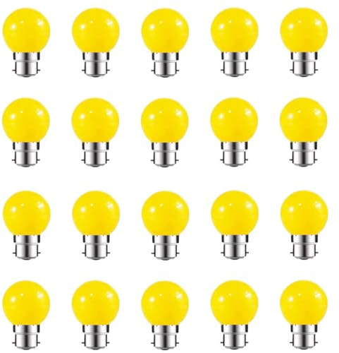 ZFQ 20 Pack B22 Bayonet Colored LED Light Bulbs 2W G45 Golf Ball Mini Globe Bulb Lighting Bulbs,Yellow for Outdoor Indoor String Patio Garden Party Christmas, Tree, Fairy Party Night Lights
