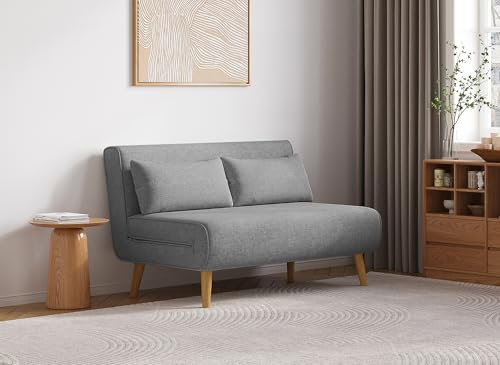 DecoInParis Banquette Convertible 2 Places en Tissu Tonka (Gris)