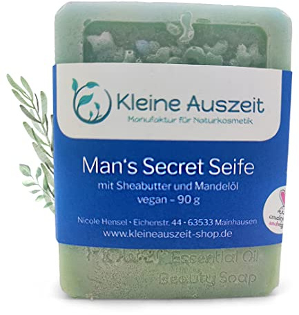 Kleine Auszeit Manufaktur, Naturseife Man's Secret, handgemachte Seife, vegan, ohne Palmöl, 90 g