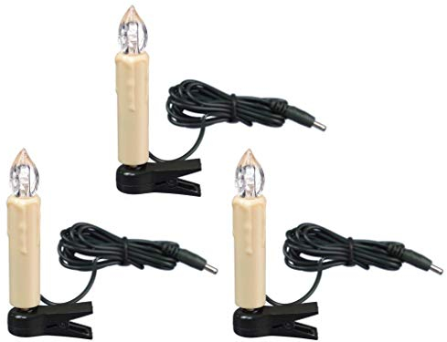 Trango 3x Ersatzkerze Kerze mit LED gelb-orange leuchtend Weihnachtskerzen Stecksystem im Innenbereich 3TG146GO