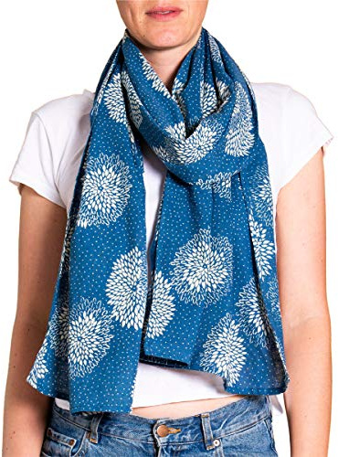 PANASIAM Shawl Indigo - Schal, Wickelrock, Indigoblau in vielen Mustern, Top Qualität, weiche Naturstoffe