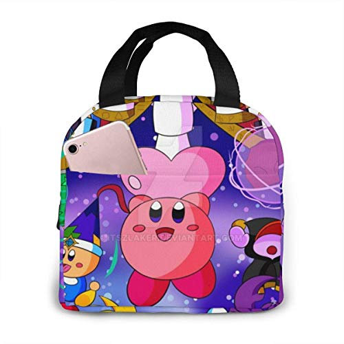 DODOD bolsa del almuerzo Kirby_Star_Allies Unisex Students Adults Bento Box Lunchbox Multi-fonction Handbag Washable Portable Insulated Lunch Bag Traval School Work Camping for Boys Girls