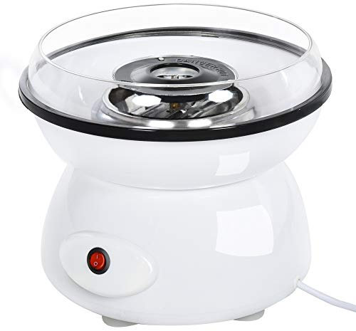 HOMCOM 450W Candy Floss Machine, Professional Automatic Cotton Candy Sweet Machine with Candyfloss Sticks, Spoon, Splash Guard, Non-Slip Base for Birthday Christmas Wedding Party, Funfair Style, White