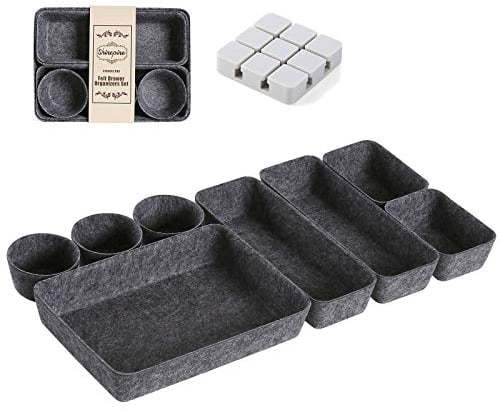 Stocomodi 8er-Set Filzkörbe für Kosmetik, Verstellbare Schubladen Organizer, Aufbewahrungskorb aus Filz, Kommoden Organizer Ordnungssystem