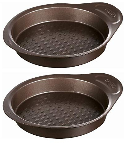 Pyrex AsimetriA Metal Cake Pan Non Stick Coating Easy Grip 26cm Brown (Pack of 2)
