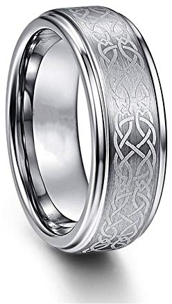 BlackAmazement 316L Edelstahl Ring Knoten Wikinger Kelten Germanen Silber Biker Herren (55 (17.5))