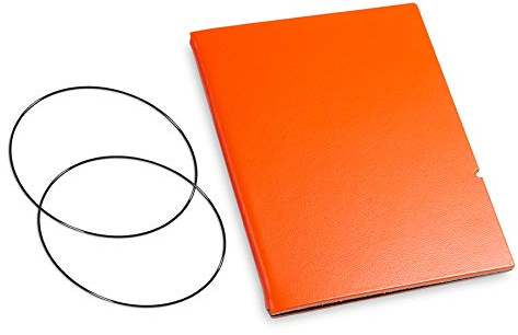 A7, revolutionäres, nachhaltiges X17-Konzept für Notizbuch Personal Organizer und Terminplaner/Hülle für 1 Heft! Recyceltes Leder, orange, Made in Germany, 17 Jahre Garantie*
