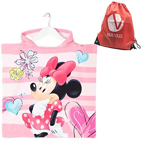 various Poncho Toalla de niño Infantil de baño y Playa con Capucha Diseño de Minnie Oficial Disney