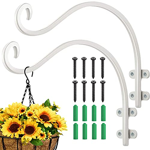 GXF Pflanzenaufhänger, 2 Stück, hochwertige robuste Metall-Pflanzenhaken, Eisen-Hängepflanzen-Halterung, Pflanzen-Aufhänger, Halterungen für Blumenkörbe, Windspiele, für den Innen- und Außenbereich