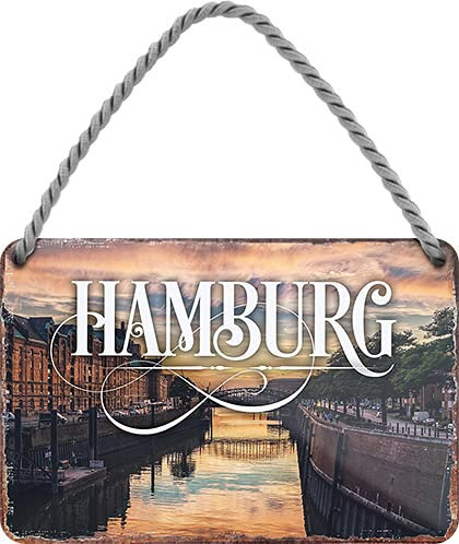 schilderkreis24 Blechschilder Kollektion 18x12cm – Städte-Motive aus aller Welt: Dekoration & Geschenkidee für Weltenbummler (Hamburg)