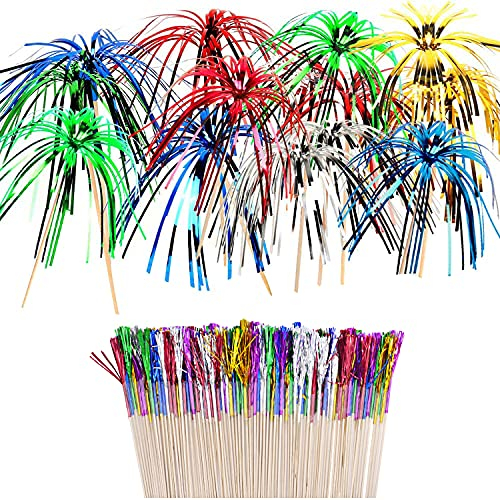 Palm Tree Picks Pack of 120 DBOO Cocktail Picks Cocktail Stick Decorations 6 Colours Cocktail Accessories Wooden Sticks Dessert Food Cupcake Toppers Cocktail Drink Decoration for Party Supplies