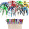 DBOO Lot de 120 pics à cocktail en forme de palmier,6 couleurs,Accessoires de cocktail,Bâtons en bois,Décoration pour dessert, nourriture, cupcakes,Décoration de boissons,Fournitures de fête