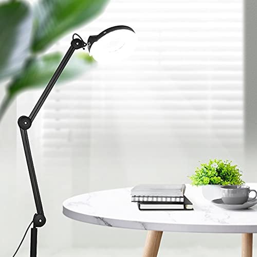 Greensen Lupenlampe mit 5-fach Vergrößerung, Kosmetiklampe für Salon & Zuhause, LED-Kaltlicht, 360° Drehbar & Höhenverstellbar, 12,7 cm Spiegel, Ideal für Make-up, Tattoo & Hautpflege
