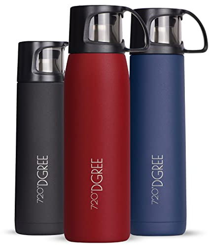 720°DGREE Bouteille Isotherme Follow 450ml, 700ml, 1l | Gourde Thermo Acier Inoxydable | Ideal pour Café et Thé avec Gobelet, Tasse | Boissons Chaudes ou Froides au Travail, Voyage, Ecole