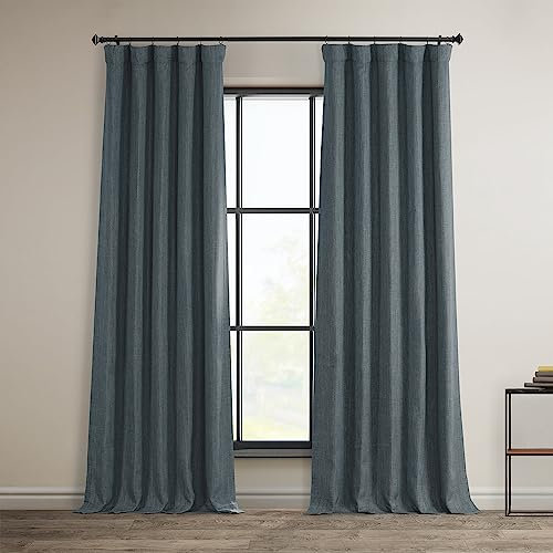 HPD Half Price Drapes Rideaux occultants texturés en Lin synthétique pour Chambre à Coucher, 213 cm de Long (1 Panneau), 127 x 213 cm (l x L), pour Salon, décoration d'intérieur, Bleu rêverie