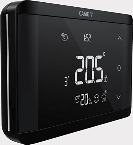 CAME TH/650 BK CRONOTERMOSTATO DA PARETE con Tasti Soft-Touch, Programmazione Settimanale, Funzione Apprendimento Abitudini, Sensore Umidità, Display Retroilluminato, Nero