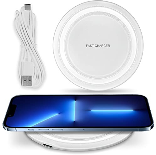 QI Wireless Ladestation kompatibel mit Apple iPhone 17 16 16e 15 Pro Max Plus Air Kabellos Charger 15W Induktives Universal Ladegerät, Farbe:Weiß