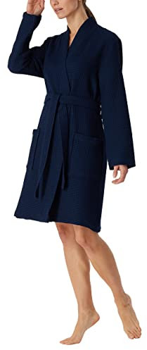 Schiesser Damen Bade-und Saunamantel-Waffel Pique Bademantel, dunkelblau_178411, L
