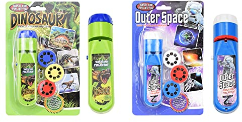 NOOLY Torche Projecteur Jouet pour Enfants Lampe de Poche Jouet Éducatif 3 + Ans TYWJ-01 (Dinosaure et Espace)