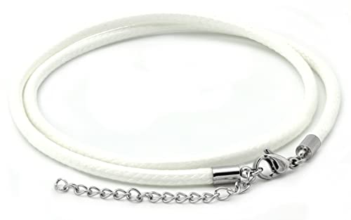 NaturSchatulle Kunstlederkette mit Edelstahl Verschluss 3mm Weiß 45-50cm Lederkette Ohne Anhänger DIY Schmuck Halskette Leder Basteln