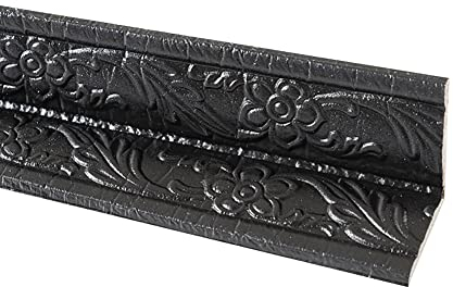 URFEDA Selbstklebende zierleisten Neatiease Flexible Zierleisten Sparpaket, zum Abziehen und Aufkleben, Deckenleiste, tapeten zierband, Wandverkleidung für Heimdekoration(2,3 m x 8 cm x 1 cm, Schwarz)