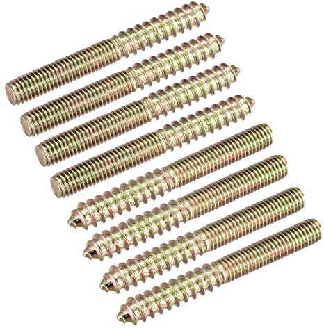 sourcing map M8x70mm Hanger Bolts, 8pcs Double Ended Thread Dowel Screws for Wood Furniture