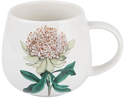Maxwell & Williams DX1287 Kaffee-Becher rund, 400 ml – Porzellan-Tasse, Golden Summer, Motiv Waratah, bunt, Geschenkbox