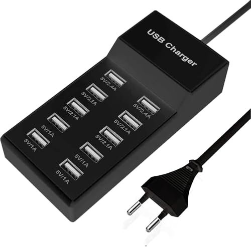 USB ladegerät mehrfach, 10 Port USB Ladegerät, USB netzteil, 40W Multi-Port-USB-Ladestation, USB-Hub, kompatibel mit iPhone 12/13/14/15/Samsung S23/Z Flod/Z Flip/iPad/Xiaomi/Huawei/Oppo/OnePlus.