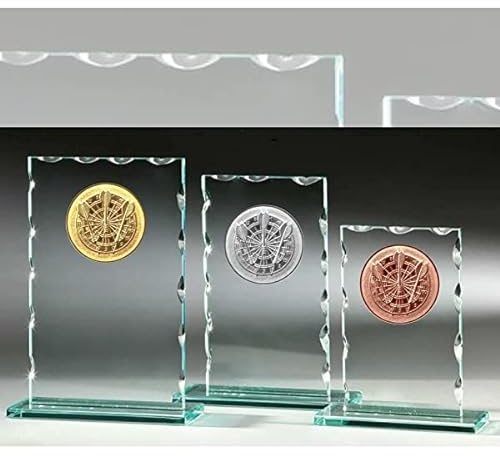eberin · Dart Pokal mit Gravur · Darts Pokale aus Glas · Dekor Dartpfeil Dartscheibe · Gold · Silber · Bronze · Dartspieler Ehrenpreis · in 3 Größen