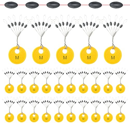 Realure 150/300 STK Gummistopper Angeln 6 in 1 Gummiperlen Angeln Kleine Schnurstopper Angeln Forellen Stopper Angeln für 0,1–0,43mm Linie Stopper Angeln und Sinker Stops Oval (150pcs, M)