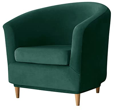 GYHH Samt Tub Stuhlhussen,Club Chair Schonbezug Elastisch Stretch Sofahusse Husse Wanne Stuhlhussen Für Clubsessel Loungesessel Cocktailsessel Schonbezüge (25# Dark Green,2-STÜCK)