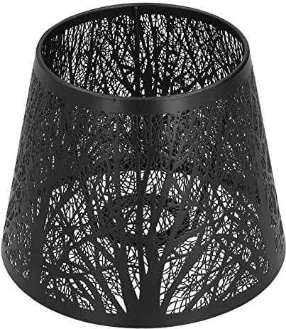 predolo Abat-jour moderne avec motif d'arbres abat-jour en métal décoratif pour lampe de table lampadaire bureau table de chevet chevet, noir