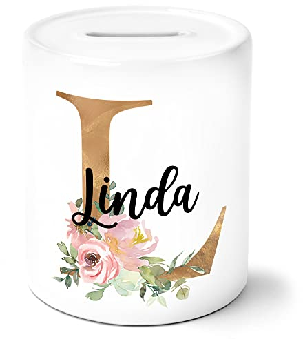 Spardose mit Name personalisiert Buchstaben Mädchen & Frauen Einschulung Hochzeit Geburtstag Einschulung Taufe Geburtstag Sparschwein Geld-Geschenk Kinderspardose