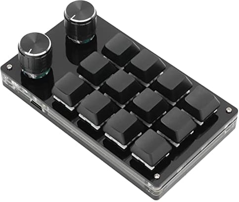 One Handed Gaming, One Handed Macro Mechanical Keyboard Macro Keypad DIY Programmable Keypad for Office Gaming Ing Keyboard Programmable 12 Key Multifunction (Black)