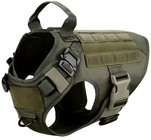 XTrador Special Force K9 taktisches Brustgeschirr Hundegeschirr für mittelgroße und große Hunde mit Griff No Pull Sicherheitsgeschirr verstellbar gepolstert Zuggeschirr (Dunkelgrün, XL)