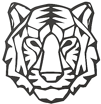 J-Line Tiger Wanddeko Metall, Löwe Wanddeko aus Metall als Deko Schlafzimmer oder Wanddeko Wohnzimmer, Hängende Dekoration Tiger in Schwarz, Tigerliebhaber, 48,5x46 cm