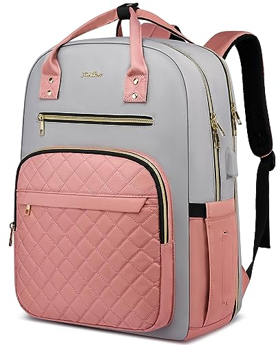 YAMTION Rucksack Damen,Schulrucksack Frauen Schultasche Mädchen Teenager Tagesrucksack mit USB und Laptopfach für Schule Universität Büro Arbeit Stadt