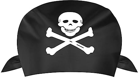 Aomig Pirat Bandana, 1 Stücke Pirat Kapitän, Kopftuch für Pirat Thema Party Halloween und Kinder Party Gefallen (Schwarz)