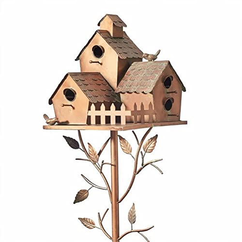 Zickzack-Kunst, rustikales Vogelhaus, Halterung, Garten, Terrasse, Dekoration, Geschenk, Metall-Vogelhaus-Pfahl, 8 x 20 cm