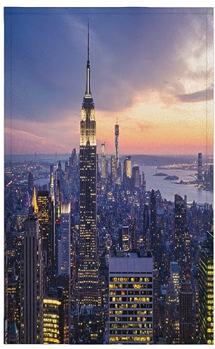 New York Sunset Wolkenkratzer Küchentücher 2er Set New York Küchenhandtuch Weich Saugfähig Trocknen Geschirrtuch für Zuhause Küche Catering Restaurant 45x72cm