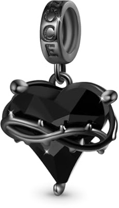 GNOCE Halloween Heart Thorn Pendant Dangle Charm Sterling Silver Charm Fit Pandora Bracelet for Women Girls Wife Daughter
