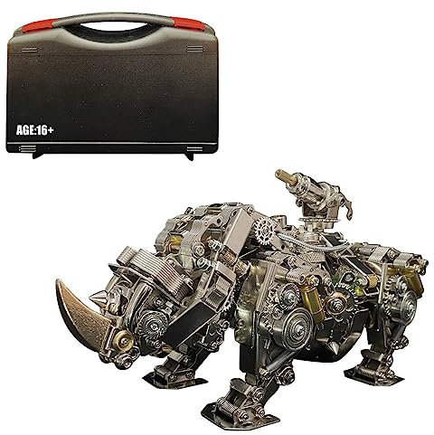 DUZU 3D Metall Puzzle Modellbausatz Erwachsene, DIY Nashorn Metall 3D Modell 3D Puzzle Metallbausatz, 700 Teile 3D Laserschnitt Modell Steampunk Sammelbares Spielzeug-Deko Geschenk