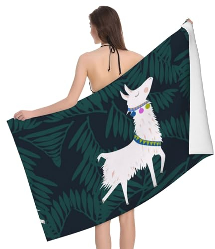 ESASAM Hochwertiges Badetuch mit Alpaka-Lama-Druck, luxuriös, super saugfähig und stilvoll