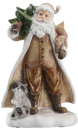 VILLA ITALIA Weihnachtsschmuck - Weihnachtsfigur - Weihnachtsmann mit Tannenbaum 26 cm GIVRE - Weihnachtsbaum - Weihnachten - Geschenk - Schnee