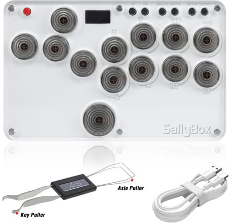 BITFUNX Gaming Keypad, Sallybox Fighting Gamepad Controller Arcade Joystick - Supports SOCD & OLED Display, Mixbox Mechanical Switches Keys, Suitable for PC/Android/PS3/PS4/Switch with TURBO