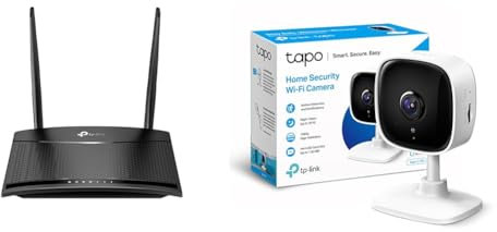 TP-Link TL-MR100, 4G LTE Router (Cat 4), Router 3G/4G Velocidad hasta 300Mpbs, MicroSim & TAPO - 1080P Cámara Vigilancia WiFi Interior,para Bebés y Mascotas, Visión Nocturna