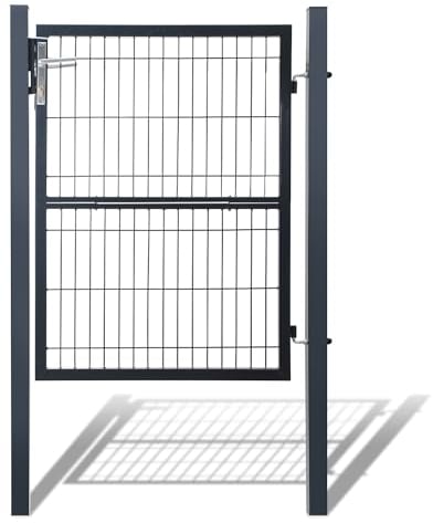 Cecaylie Portail de jardin en métal en acier galvanisé, 120 x 100 cm, pour clôture, porte de cour, avec poignée en acier inoxydable et 3 clés, anthracite