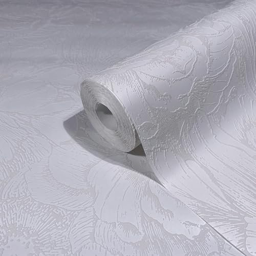 marburg Tapete Weiß Floral Blumen Modern Natur für Wohnzimmer Schlafzimmer MADE IN GERMANY 10,05 x 0,53m