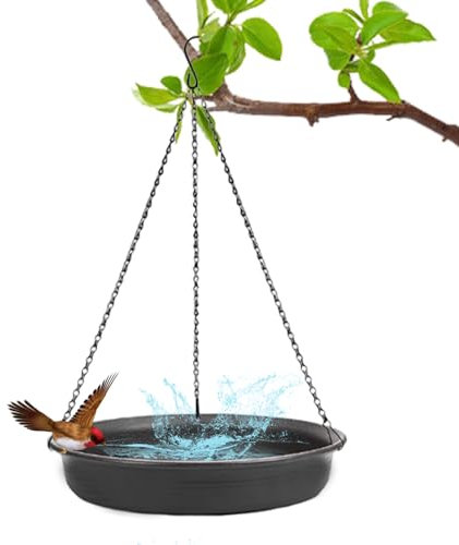 Baignoire d'oiseaux Hangage d'oiseau mangeur d'oiseaux 8,86 Pouces Jardin Wildbird Feeder Plate de Plaque d'oiseau Suspendu Eau d'oiseau ou Plateau de graines pour Jardin extérieur Noir, mangeoire d