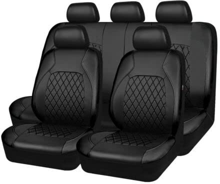 Auto Sitzbezüge Set für Mercedes-Benz Classe A W168 W169 W176 Br.177 Classe B W245 2000-2024, Wasserdicht Autositzbezüge PU-Leder Sitzschoner Vordersitze Und Rücksitze Innenraum Zubehör,9pcs Set